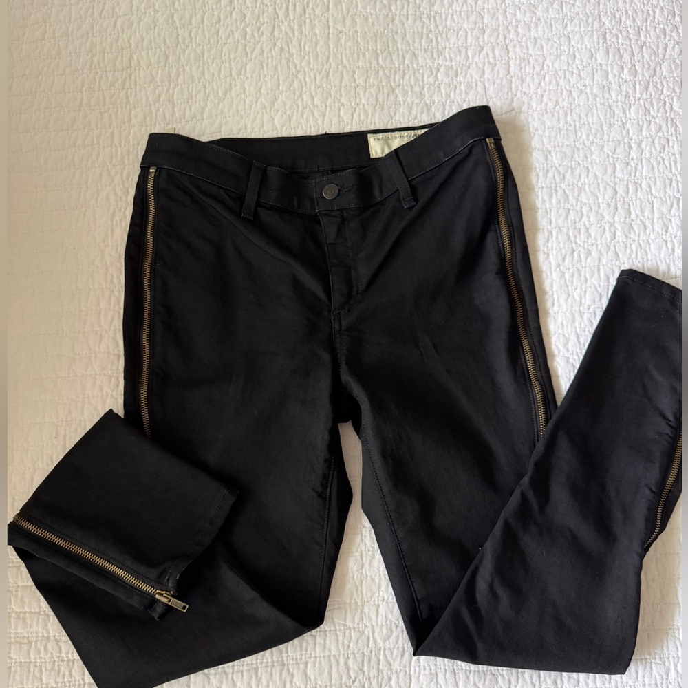 Rag & Bone Black side-zip skinny Jeans